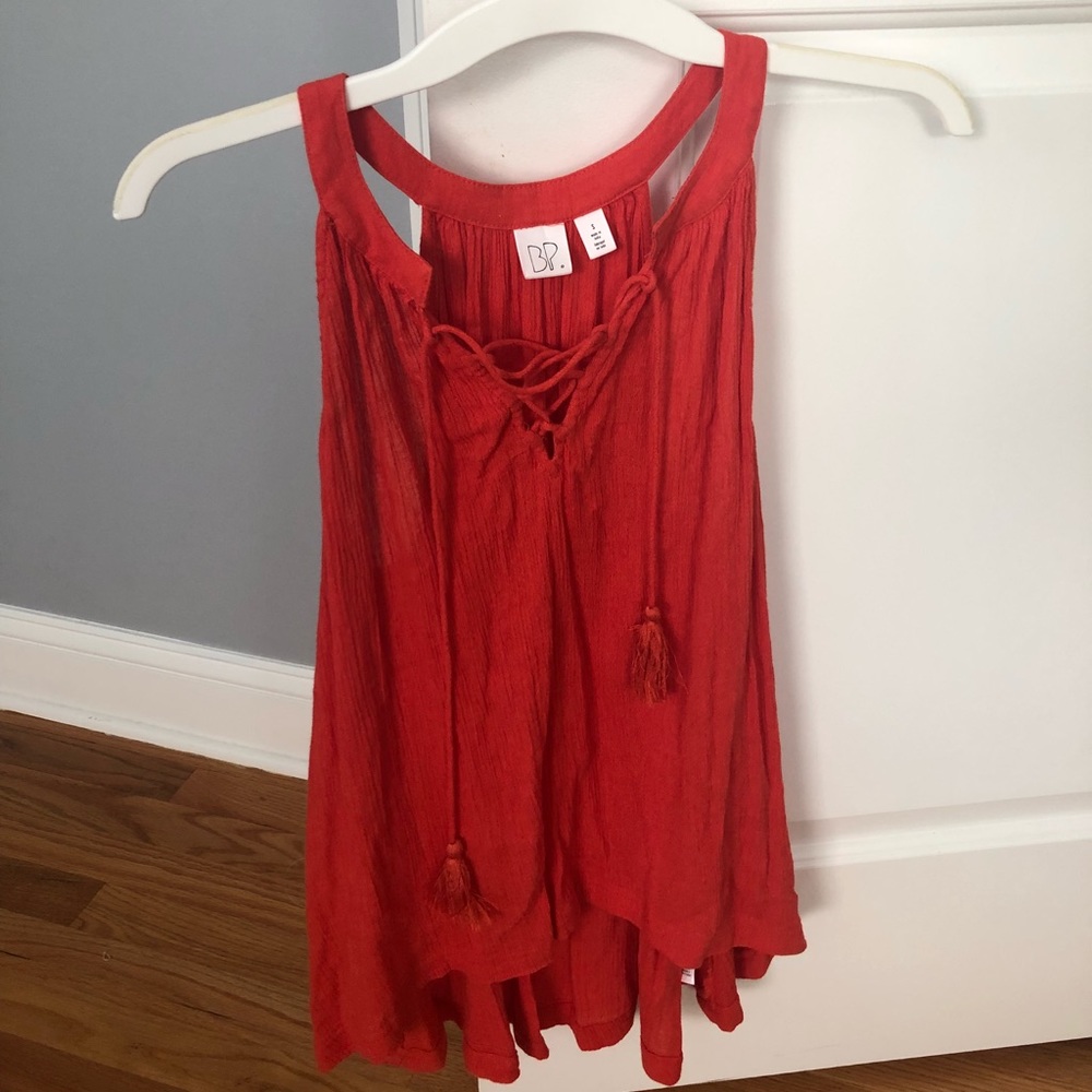 Nordstrom Bp. Orange Lace-Up Tank With Tassles